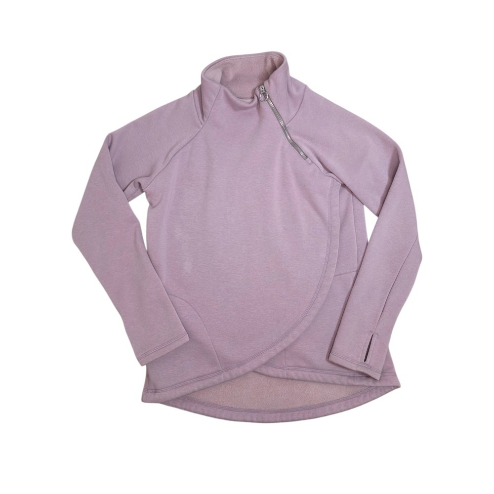 Athleta Womens XS Sweatshirt Cozy Karma Asymmetrical Pullover Athletic Purple